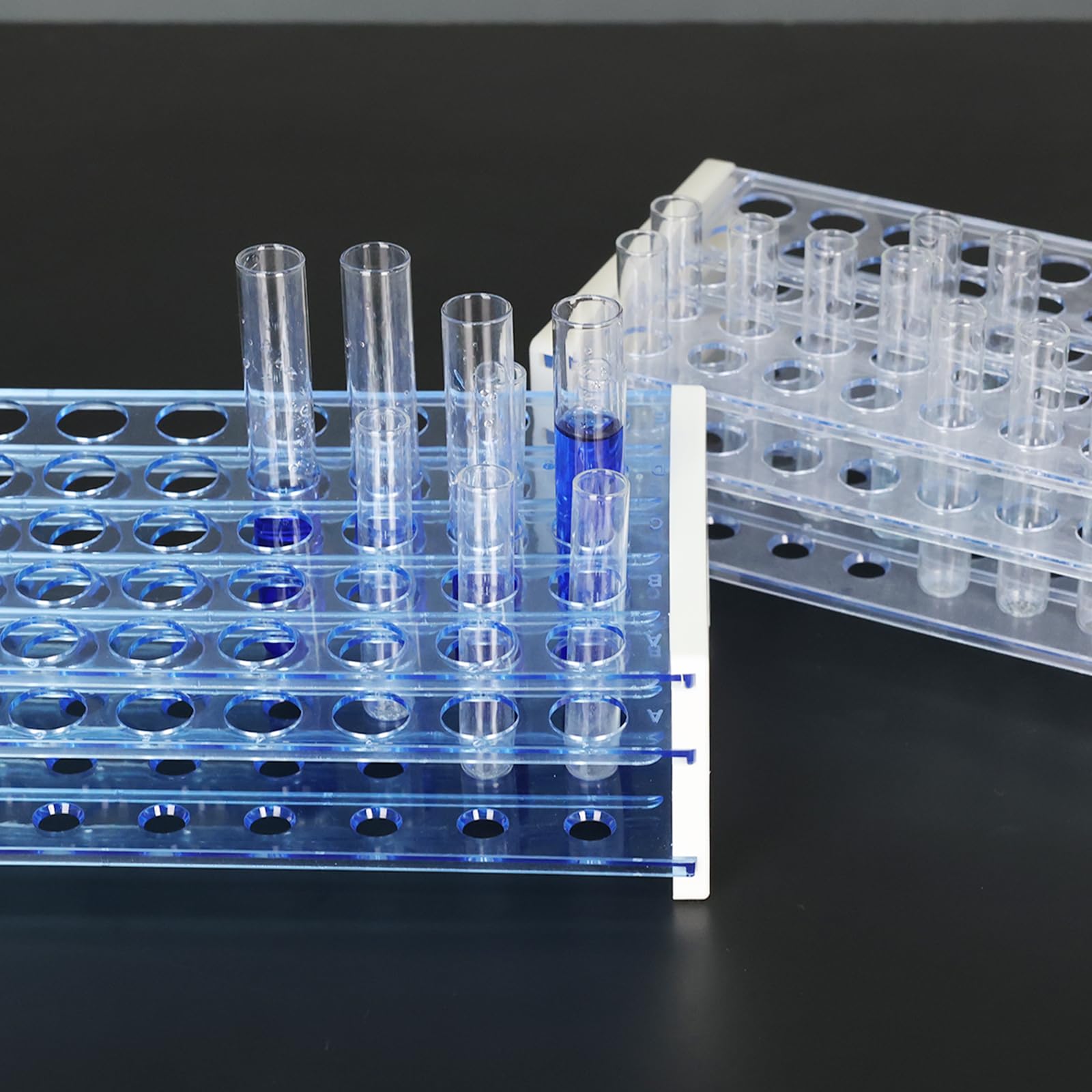 BorinGlass Portatubi di Prova con 50 Posti per Tubi di 13 mm di Diametro Esterno, Organizzatore Da Laboratorio in Plastica Robusta