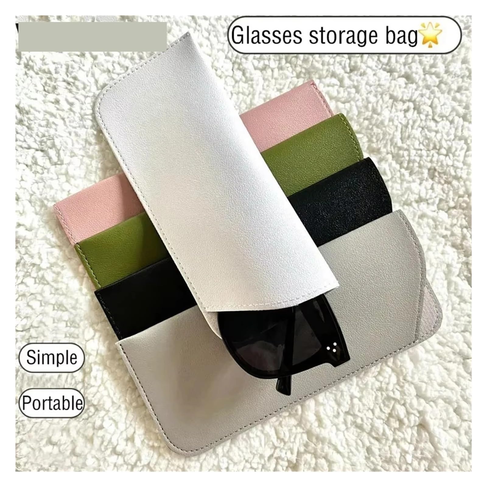 Bolsa de almacenamiento portátil for gafas cuero PU