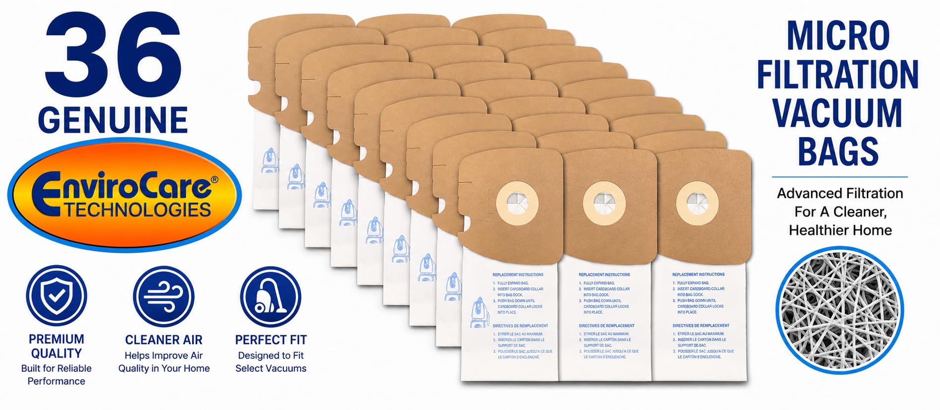 EnviroCare 36 worków próżniowych Eureka MM, białe