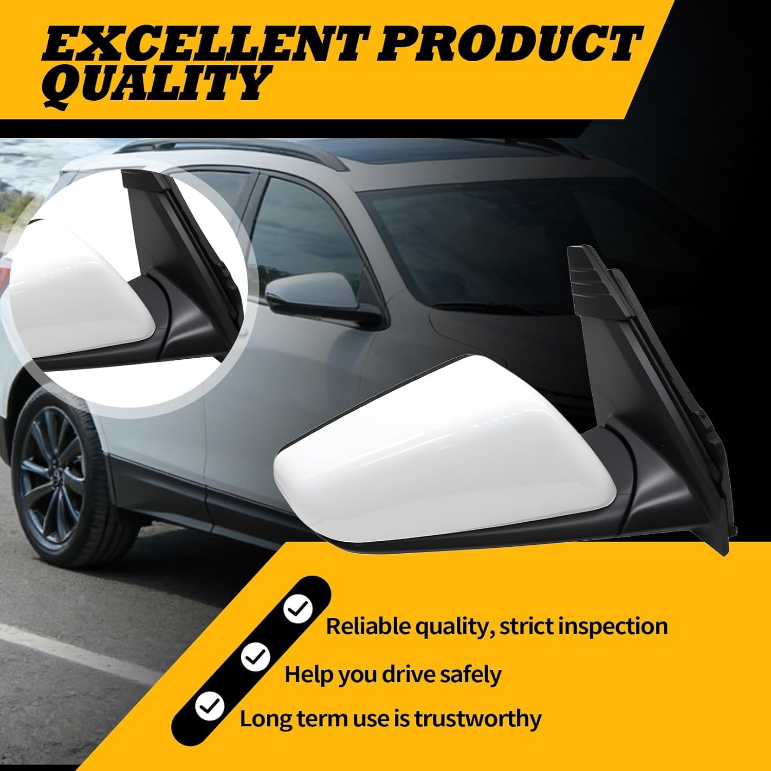 White Right Passenger Side Mirror Assembly 8 Pins Compatible with Equinox/Terrain 2018-2024 Power Glass Heated Turn Signal Blind Spot White 84225387 (8 Pins)