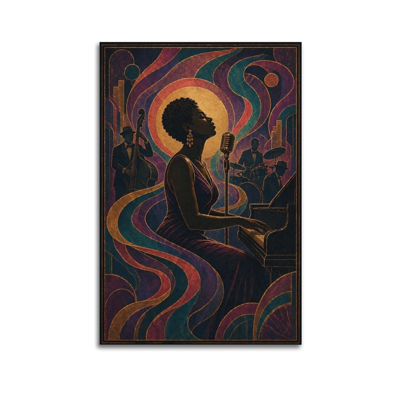 XKUGA Vintage Harlem Style Jazz Band Club Poster Modern Decorative Canvas Prints - Ideal Wall Art for Family, Man Cave, Game Room, Boys & Girls Bedroom 24x36inch(60x90cm)