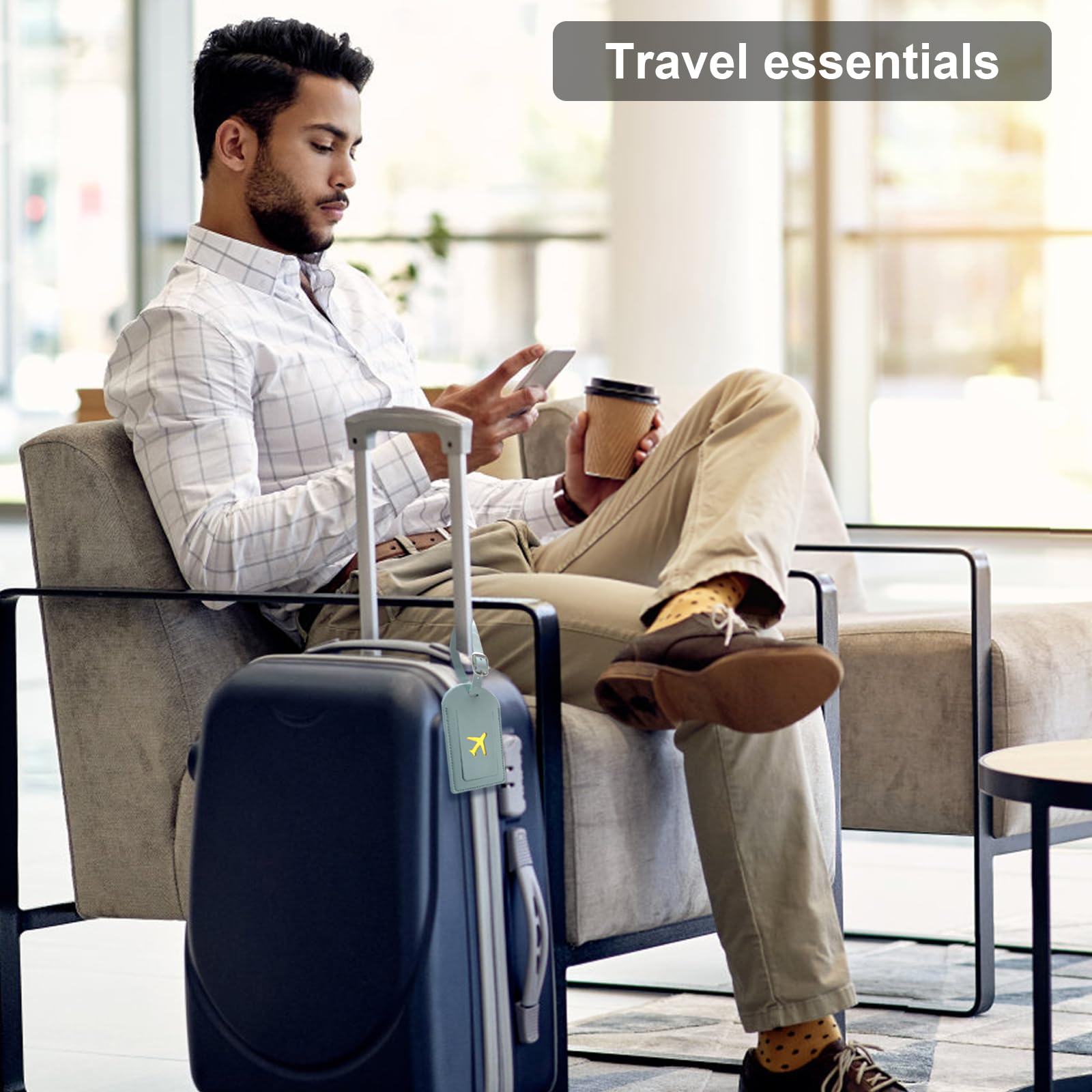 Etichette Bagagli In Pelle 4 Pezzi - Con Targhetta Nome E Protezione Privacy - Foto 10