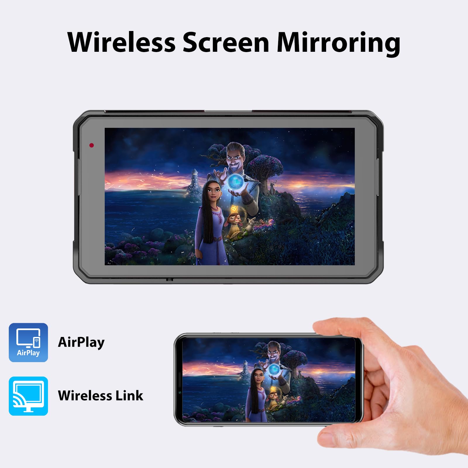 Sunweyer 5-Zoll Motorrad-Touchscreen, Tragbares Navigationsgerät mit Kabellosem CarPlay & Android Auto, GPS-Navigation, Dual-Bluetooth, IP68 Wasserdicht