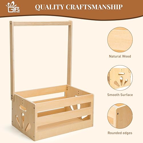 Miniatura 7 de Cesto de madera para baby shower, cesta de almacenamiento para bebés con asa, cesta para regalos de baby shower, cesta de regalo de bienvenida para