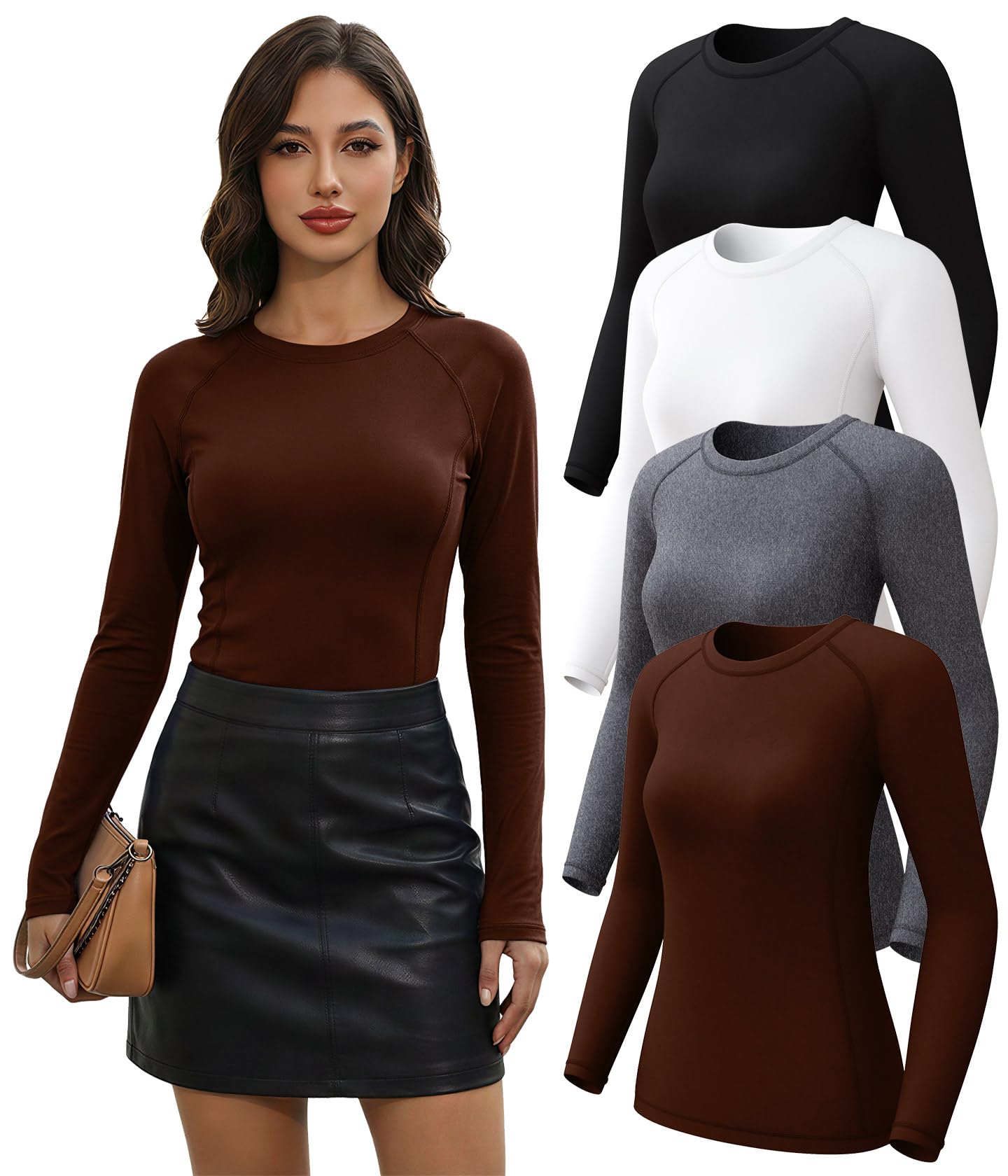Womens Long Sleeve Compression Shirts Sun Protection Workout Underscrubs