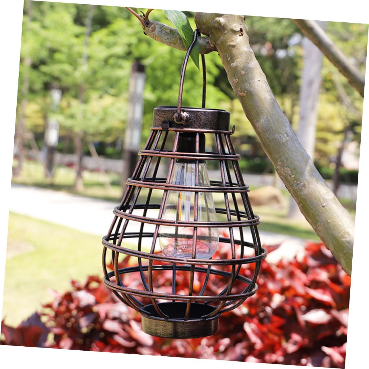 ibasenice 1pc Solar Lantern Light Outdoor Hanging Iron Pendant for Garden Decor Delicate Led Solar Light for Patio Landscape and BBQ Scene