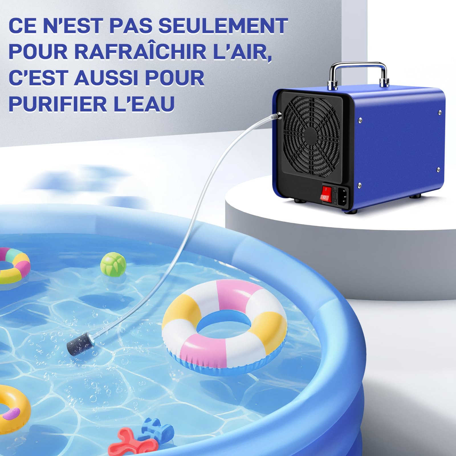 Générateur d'Ozone pour Eau et Air, 45000mg/h Purificateur d'Air à l'Ozone Éliminateur D'Odeurs avec Minuteur pour Salle de Bain, Cuisine, Animaux Domestiques, Voitures, Fumée, Eau, Fruits, Légumes
