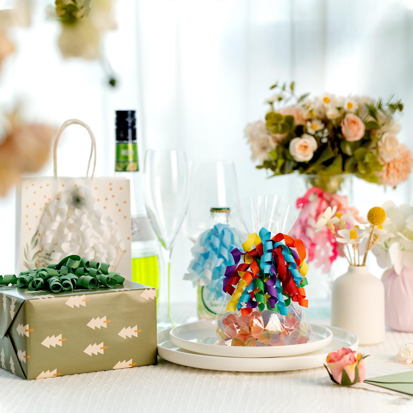 MORSUNBELA Geschenkband Geschenkschleifen Selbstklebende Schleifen 6 Stück Schleifen Deko Band für Hochzeit Geschenke Einpacken Urlaubsdekoration Gemischte