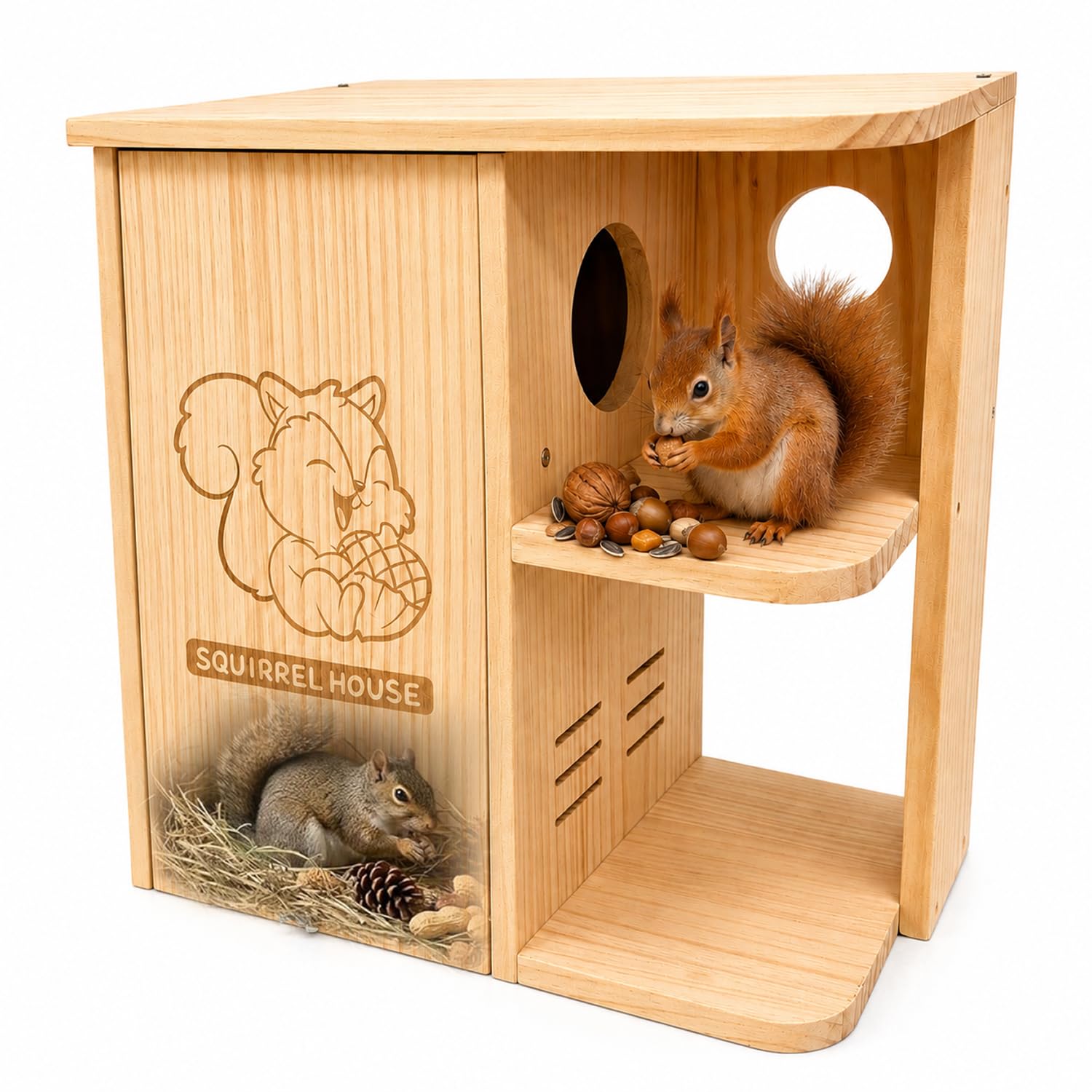Eichhörnchen Haus aus Kiefernholz, wetterfest für Garten und Baum