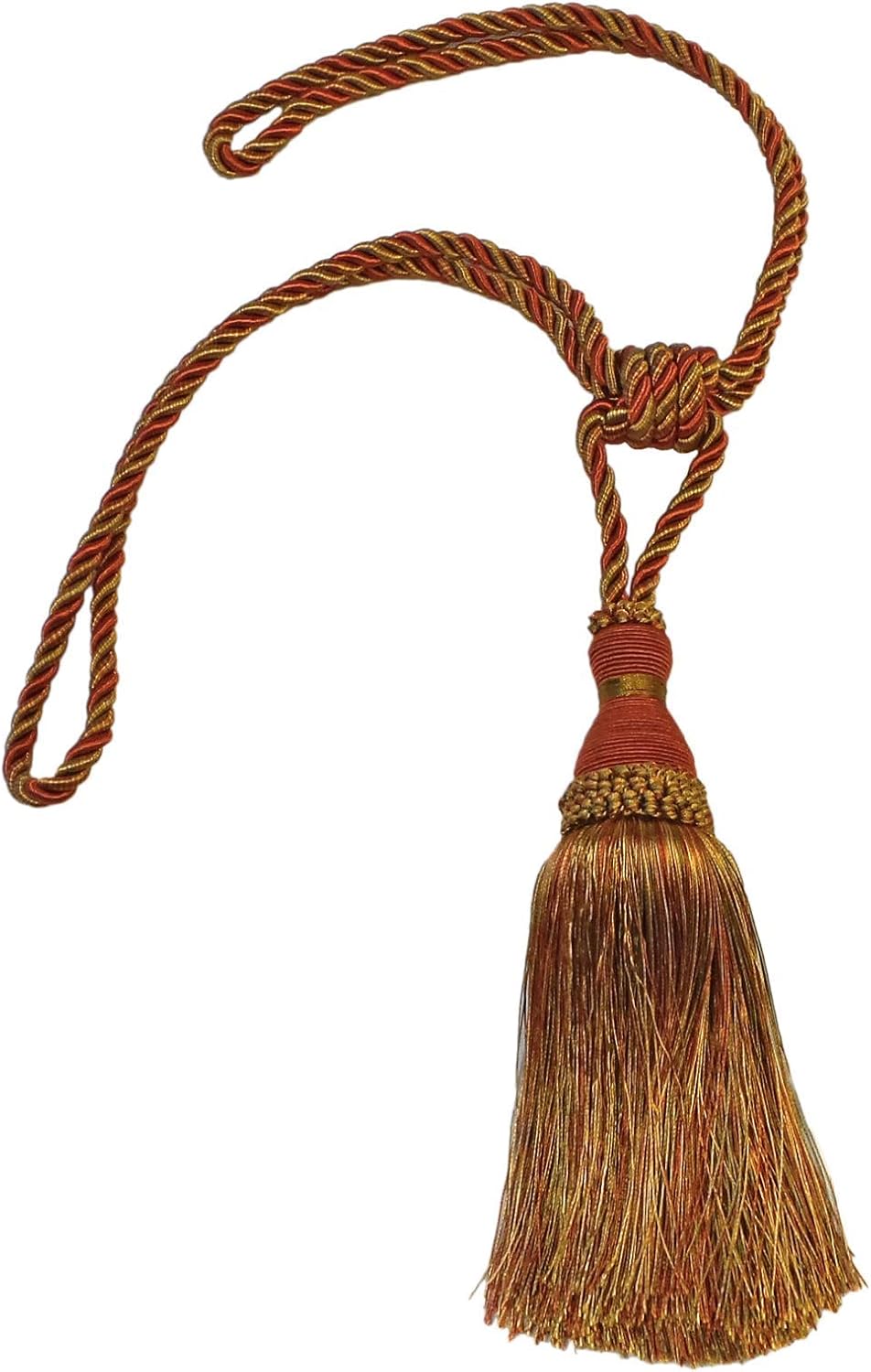 DÉCOPRO Noblesse Collection Elegant Curtain & Drapery Tassel Tieback Tassel Length 8" (20cm) 30" Spread (76cm) # TBH8 Rust Medley #07H (Copper Olive Green) Set of 4