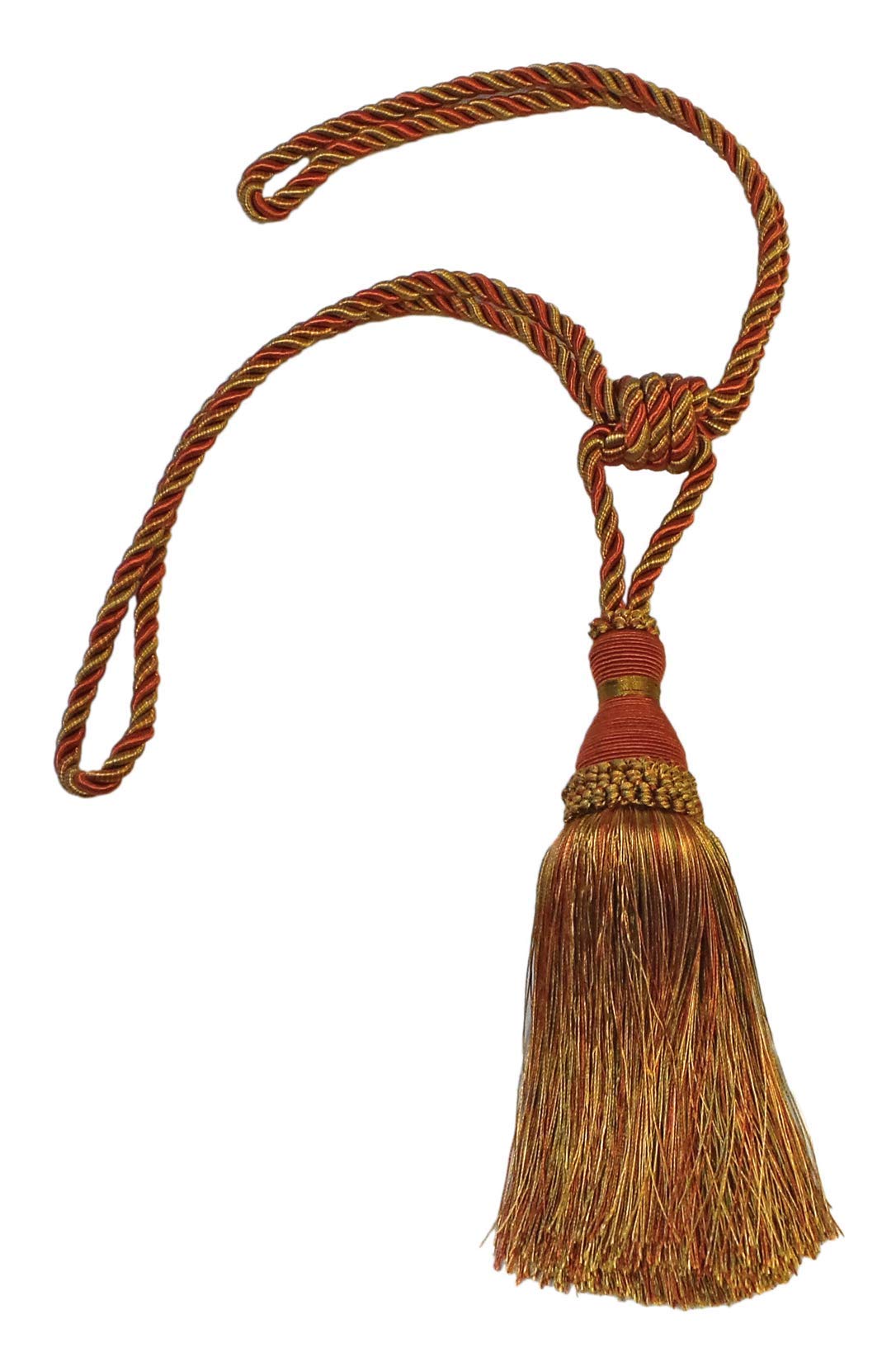 DÉCOPRO Noblesse Collection - Elegante fermatenda con nappe per tende e tendaggi, lunghezza 20 cm, 76 cm (stile # TBH8), Rust Medley #07H (rame, verde oliva), confezione da 4