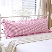 Vista 35 de Paquete de 2 fundas de almohada europeas a cuadros azul polvoriento, blanco, a cuadros, 100% algodón lavado, a cuadros, estilo francés, rústico