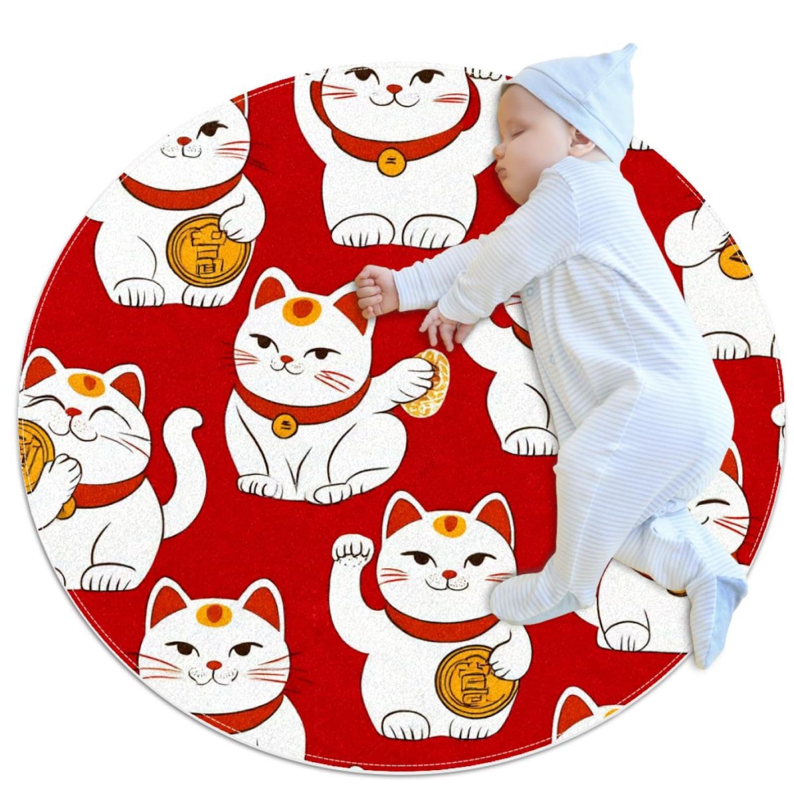 Tapis de salle de bain chat de qualité supérieure motif traditionnel rond pour décoration luxe
