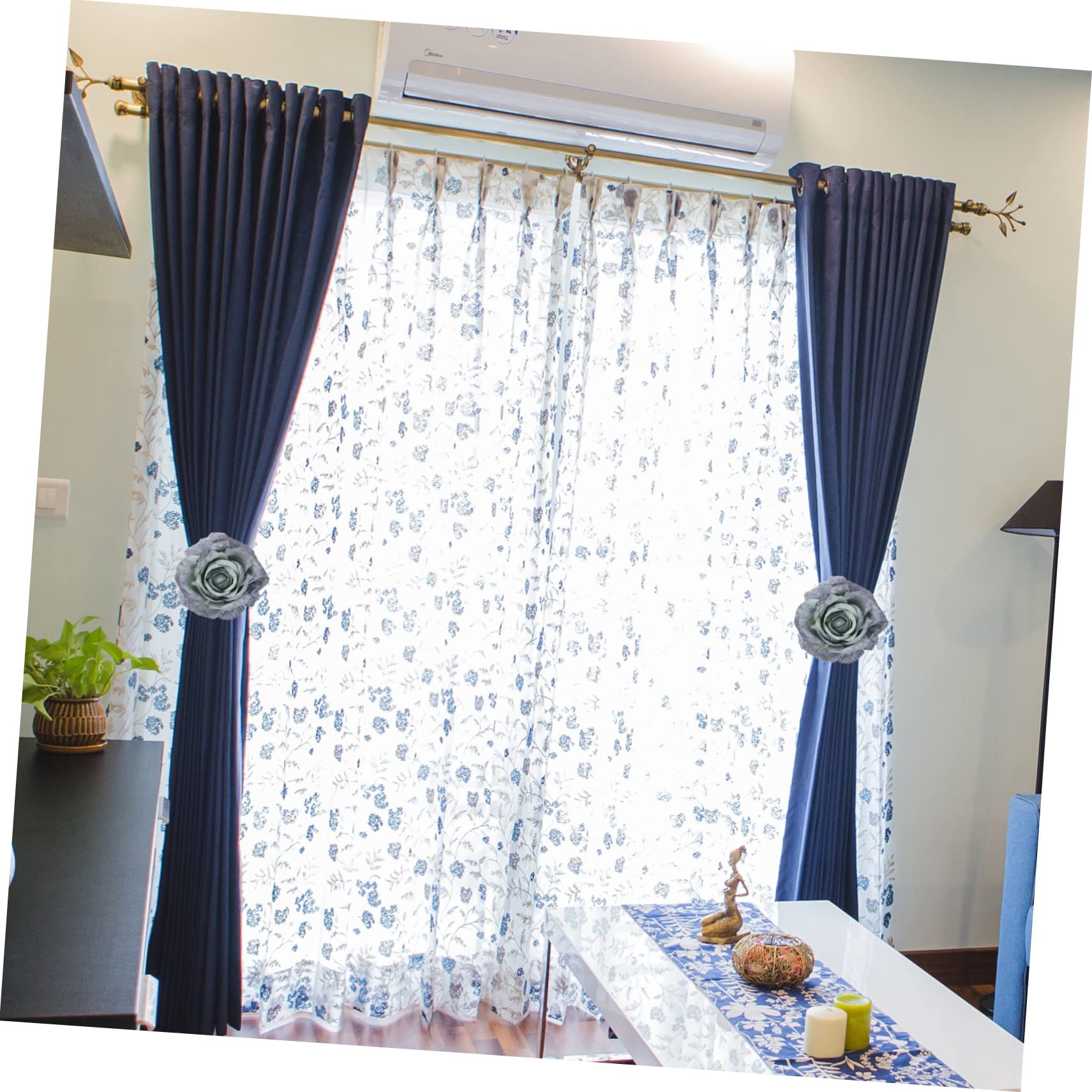 Alipis 8pièces Pince à Rideaux Décorative avec Clips Liens Modernes pour Décoration De Fenêtres Couleur Bleue