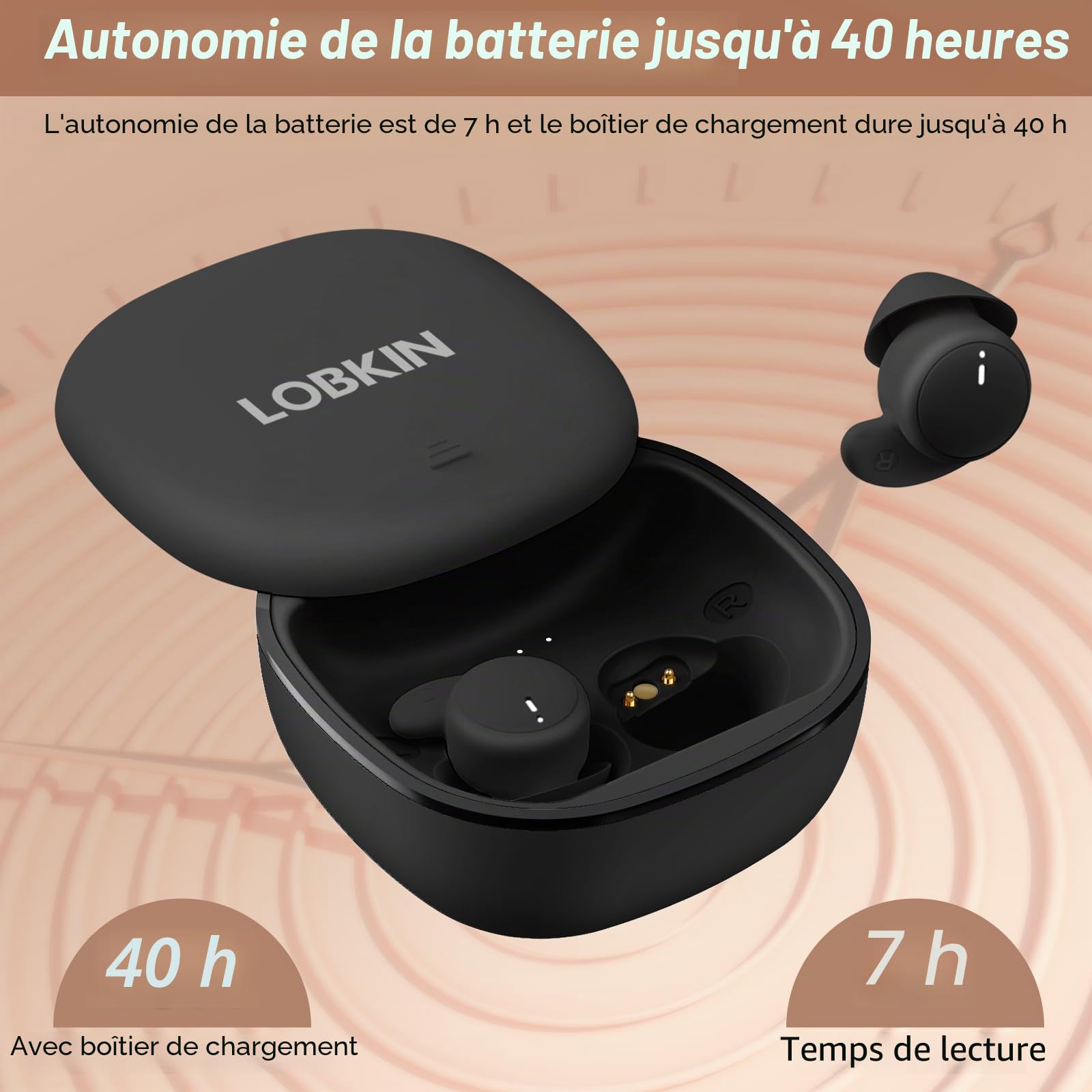 LOBKIN Écouteurs Sommeil, Casque Antibruit Sommeil Bluetooth 5.4, Mini Écouteurs Invisibles sans Fil d'appel,Écouteurs pour Dormir sur, Le Côté Le pour Dormir, Le Sport, Le Yoga et Les Voyages