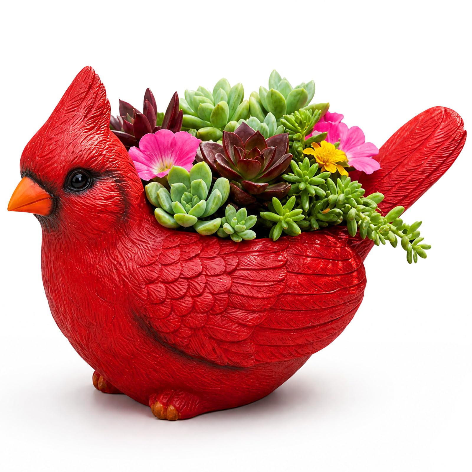 BOBASH Bird Planter Pot Resin Northern Succulent Planter with Drainage Hole for Indoor Garden Decor