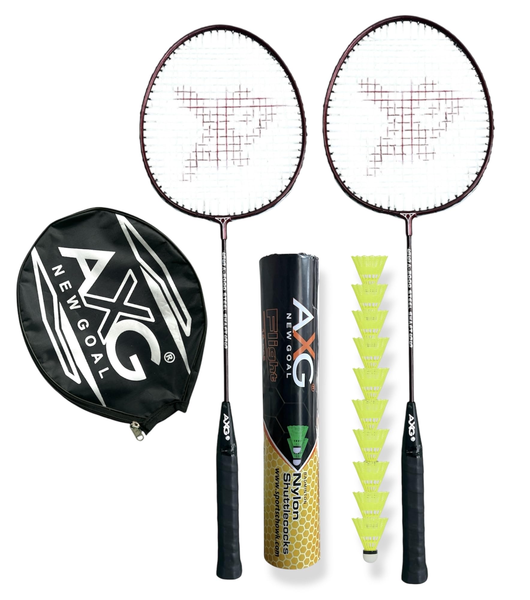 Scratch Resistant A-2000 Badminton Racquets Set of 2 with 10 Plastic Shuttles Badminton Kit (Maroon)-image-8