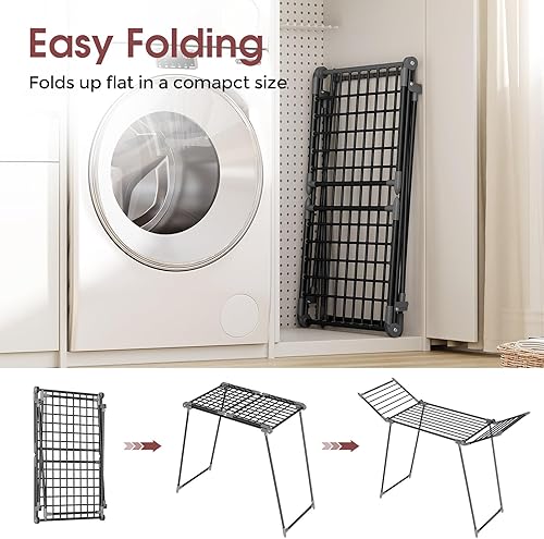 Miniatura 3 de APEXCHASER Tendedero de Ropa Plegable, Tendedero Grande para Secar Ropa, Perchero de Ropa Plegable para Interior y Exterior, Tendedero Metálico para
