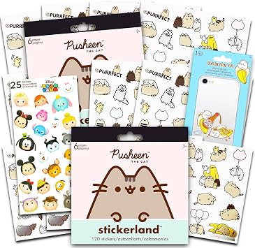 Pusheen Cat Sticker Party Favor Set - 240 Pusheen Stickers for Laptop Water Bottle Journal | Pusheen The Cat Party Supplies, Office Supplies, School Supplies