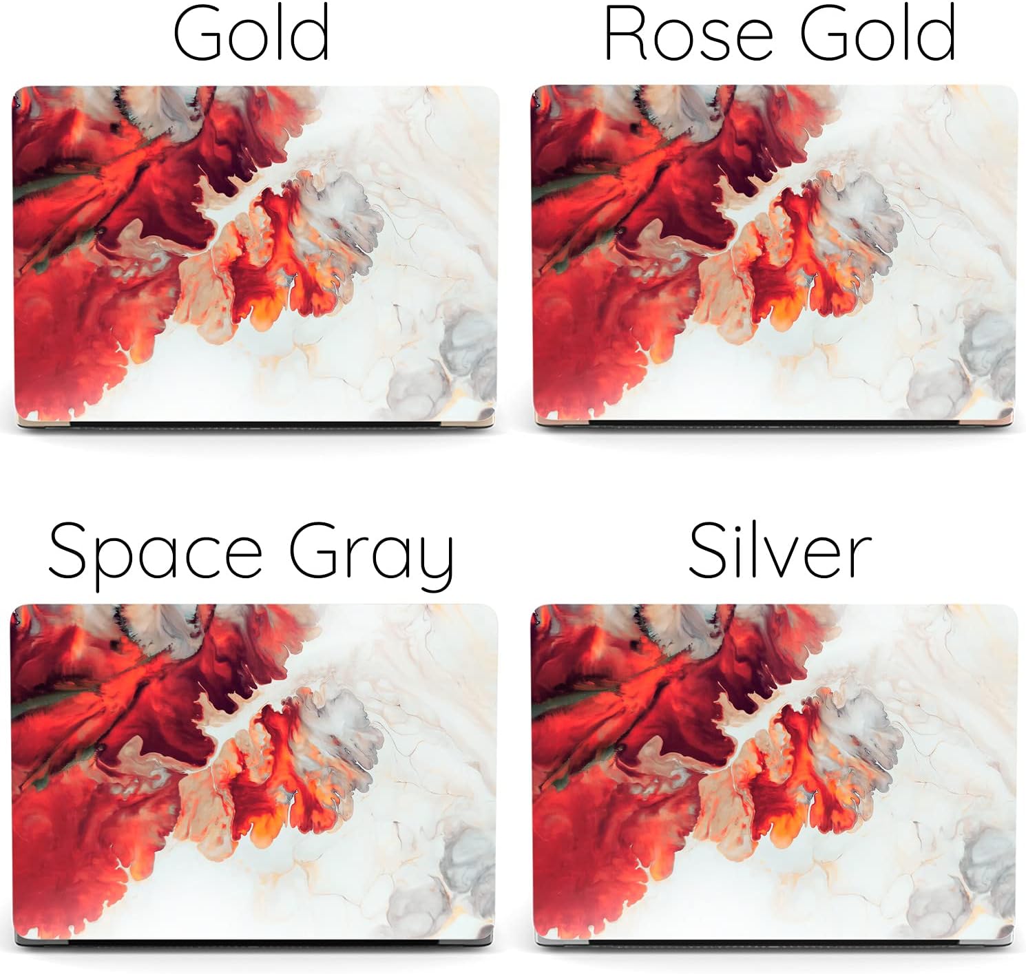 Mertak Hard Case Compatible with MacBook Pro 16 14 Air 15 13 inch M3 M2 M1 Mac 2024 2023 2022 2018 Fluid White Marbling Flow Paint Plastic Abstract Laptop Protective Touch Bar Print Cover Red