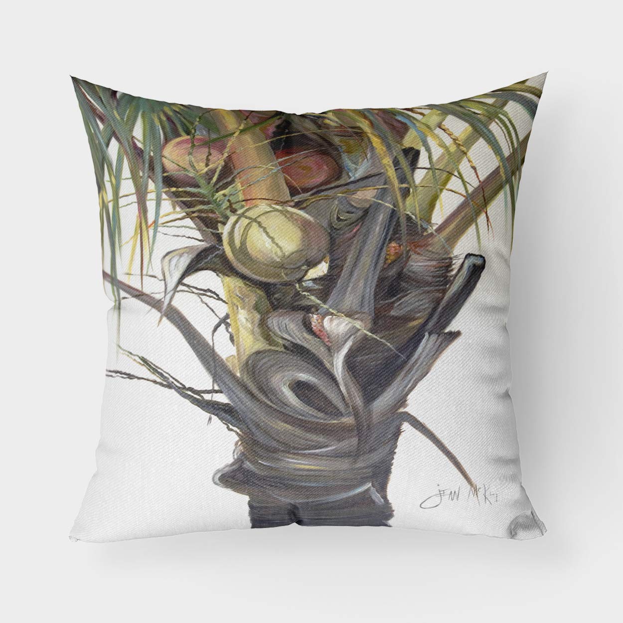 Oreiller de décoration motif noix de coco arbre sur toile JMK1279PW1818