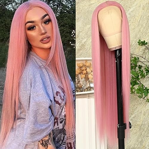 Miniatura 7 de colección peluca sintética hecha a mano, peluca negra de encaje larga trenzada para mujeres #1B 24 pulgadas.