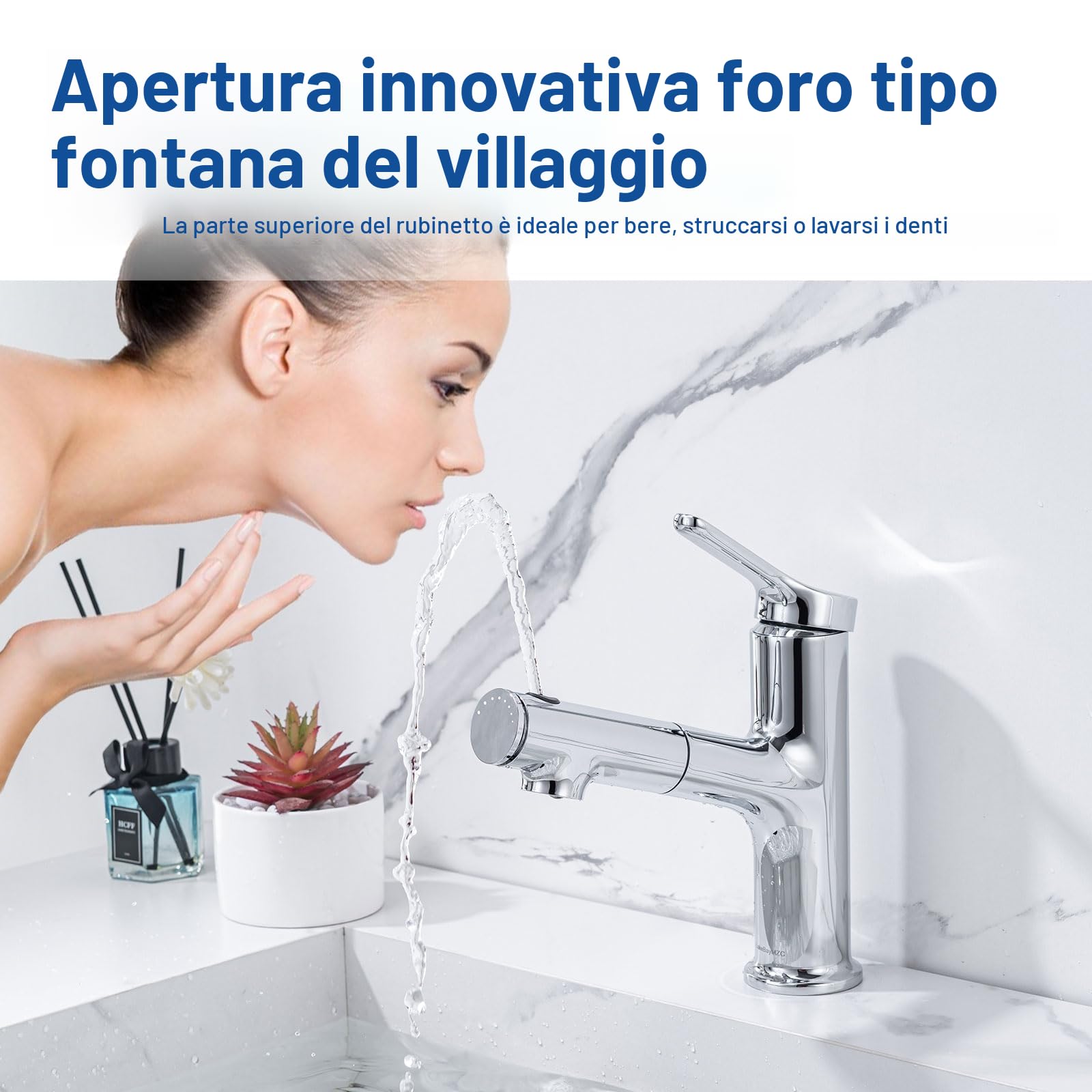 Rubinetto Bagno Lavabo Con Doccetta Estraibile a 3 Modalità, Miscelatore Lavabo Estraibile, Rubinetti Monocomando Bagno con Doccetta, Aeratore Rimovibile, Senza Piombo,Cromato