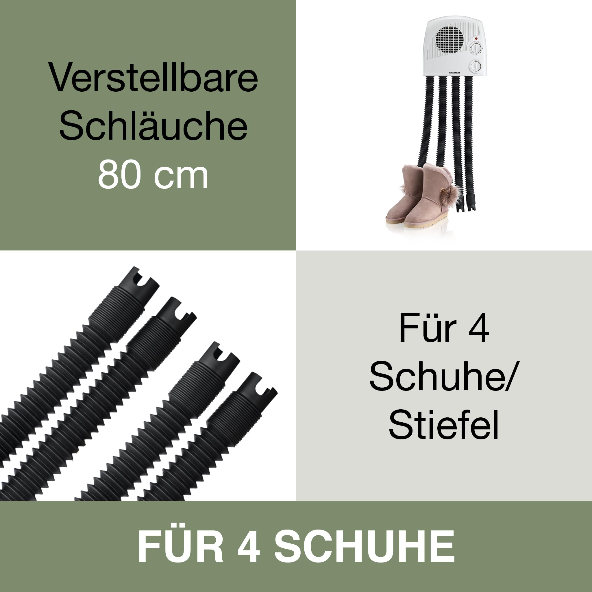 Melissa 16540012 Schuhtrockner elektrisch - Schuh- und Stiefelwärmer - Heizung mit Gebläse und Zeitschaltuhr - für 2 Paar Schuhe/Handschuhe - Weiß, Hell