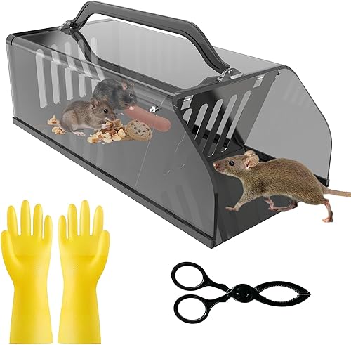 Trampa humana para ratas, trampa de animales vivos para uso en exteriores e interiores, trampa reutilizable automática continua visible para