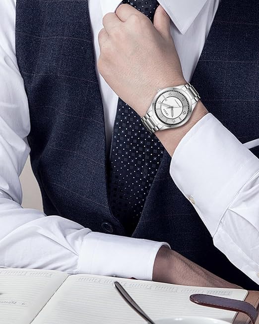 CIVO Orologi da Polso Uomo Acciaio Orologio Uomo Argento