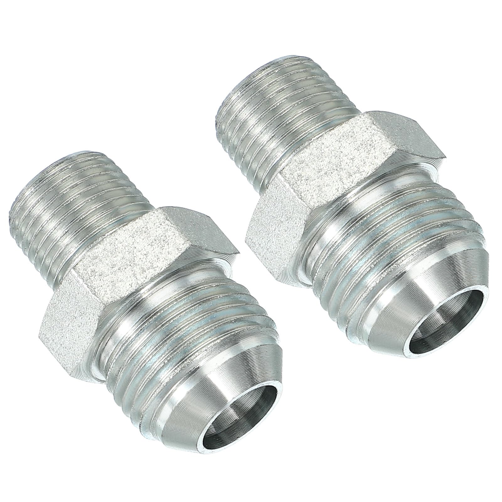 PATIKIL Pipe Adapter Connector 7/8" Male 74 ° Flare JIC x 3/8" Male R Pipe Fitting 2 Pcs Oil Feed Restrictor Fitting Hydraulic Connector for Oil Steam Water Pipelines System