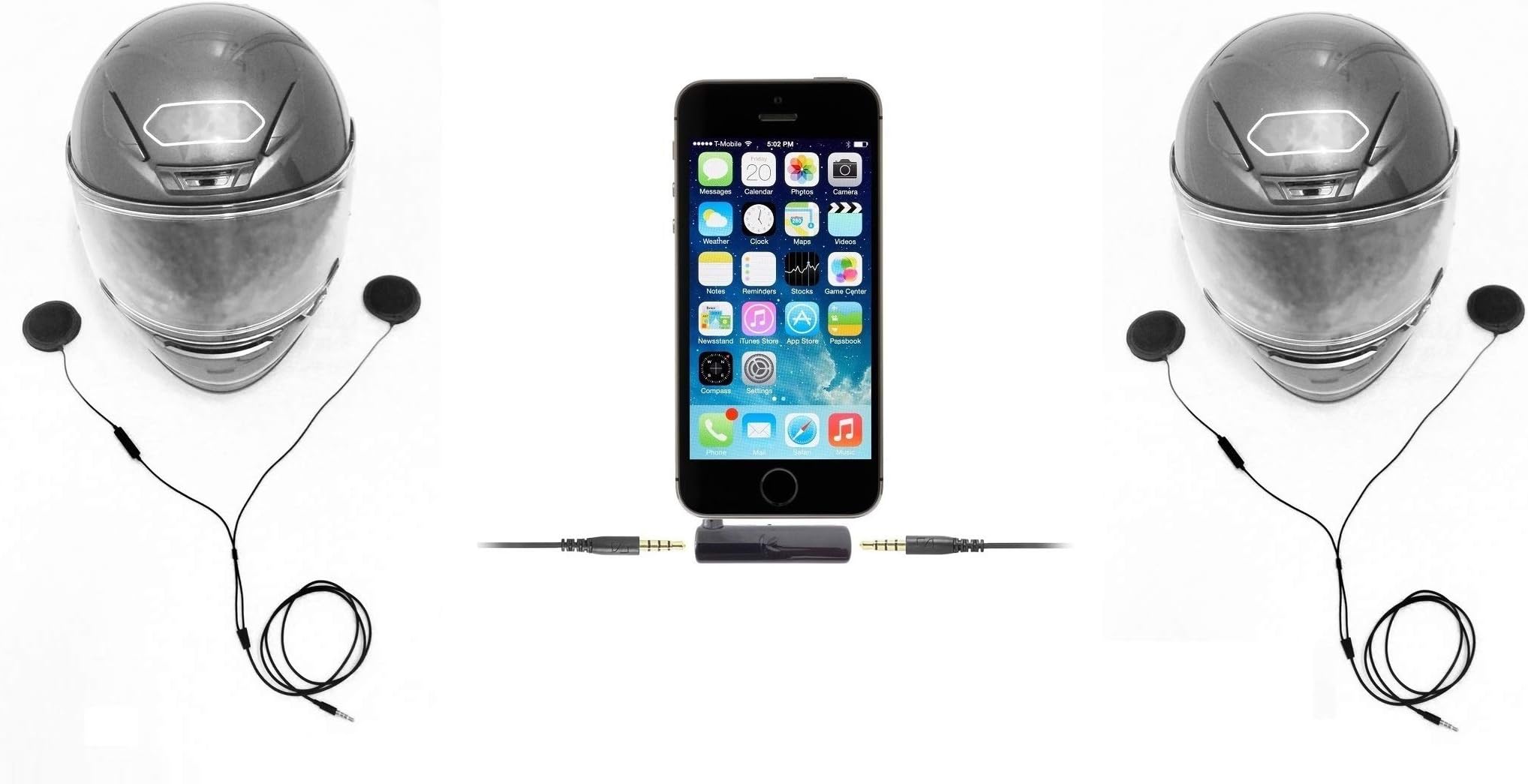 iAmplifier_X2_iGears: Made for iPod/iPhone/iPad Dual iGear Helmet Stereo Headphones with Remote Control and Microphone, Plus Tiny iAmplifier Headphone Amplifier Splitter