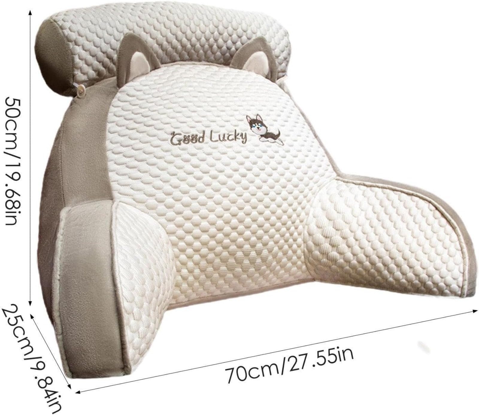Almohada de Lectura para Cama, Respaldo 2 en 1 para Sentarse en la Cama, Almohada de Sofá Multifuncional con Reposabrazos, Comodidad y Ergonomía Cojín Respaldo para Sofá Cama Sillón