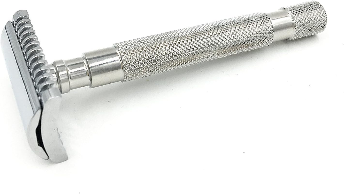 Parker 68S Stainless Steel Handle Double Edge Safety Razor with Open Comb Head