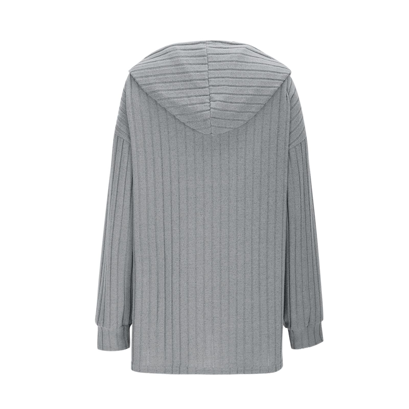 FUPODD Mantel Damen Mittellang Strickjacke Mit Kapuze Reissverschluss Jacke