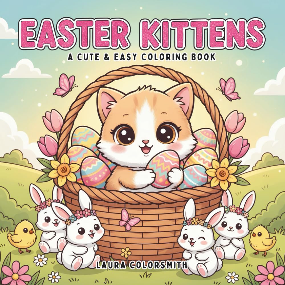 Easter Kittens - A Cute & Easy Coloring Book: Adorable Easter Kittens with Thick Lines and Bold, Easy-to-Color Pages for Relaxation and Holiday Fun (Coloring Book for Easter)