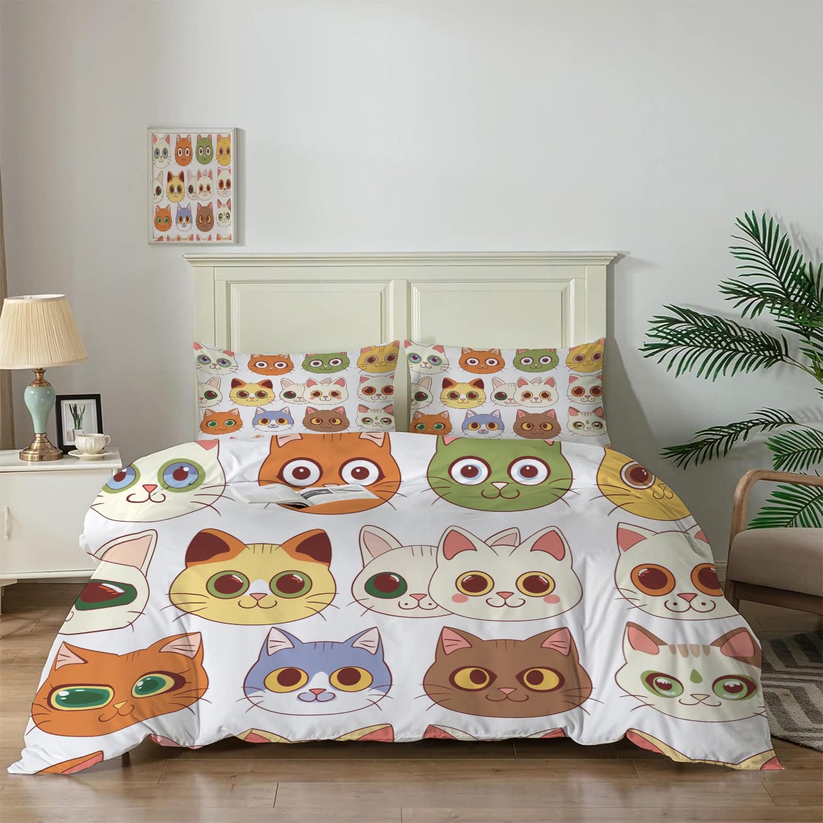 Housse de couette chat pour chambre de fille et déco romantique chic