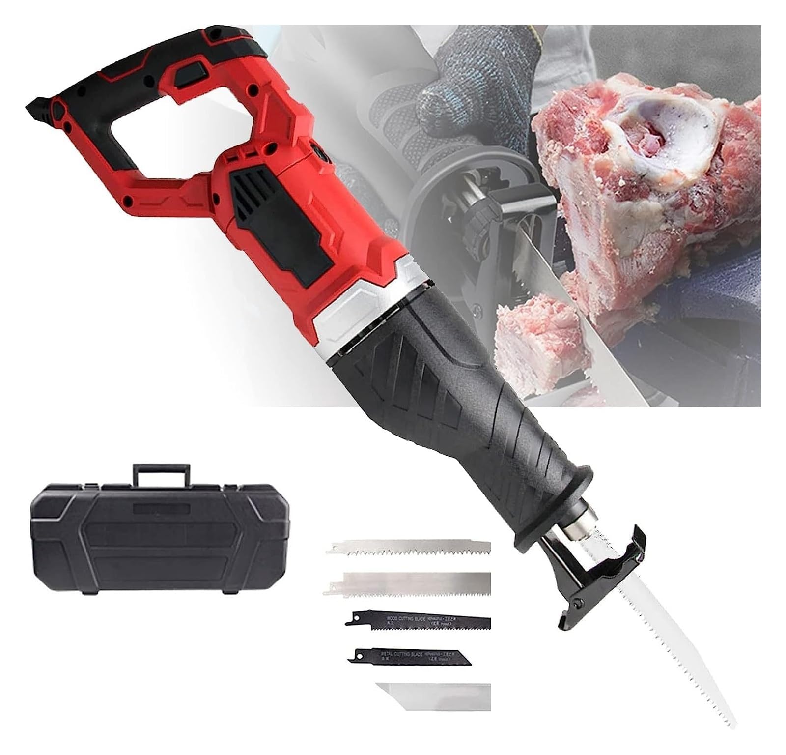 Vickyyy One Colour 900W Electric Butcher Bone Saw, Commercial Alternative Meat Slicer, Rotrot180°, With Non-Slip Handle And Knife Set, For Cutting Congel Meat Cutlets