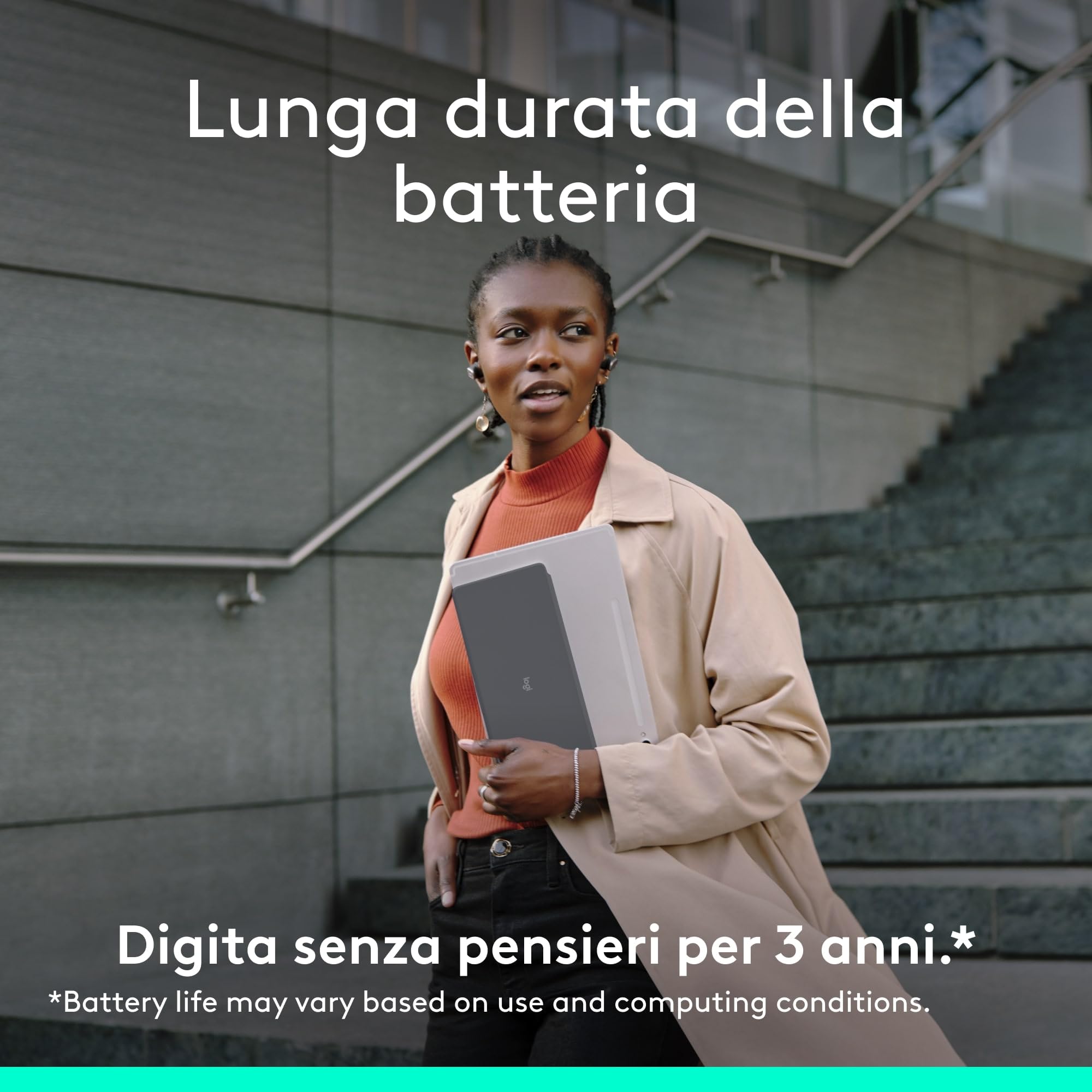 Logitech Keys-To-Go 2, tastiera Bluetooth portatile per tablet (Grafite) | Coperchio integrato, wireless, sottile, compatta per Windows, Android, Linux, iPad, iPhone, Mac, Apple TV, QWERTY ITA