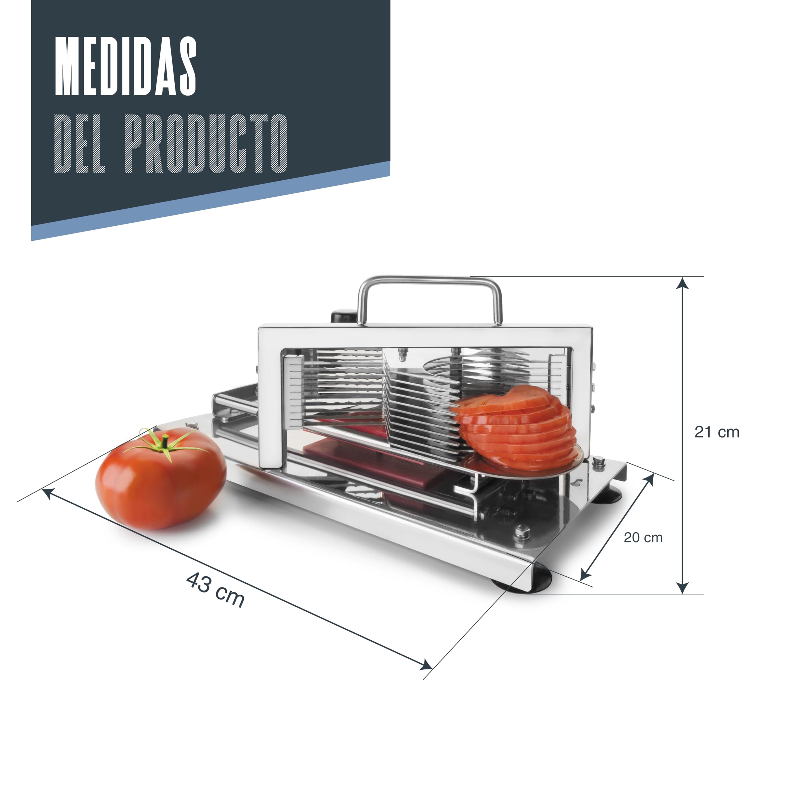 LACOR 60510 - Máquina Corta Tomates, Acero Inoxidable, 10 Cuchillas | En acero inoxidable, para un uso práctico y profesional en cocina; ideal para cocina profesional y uso diario en casa