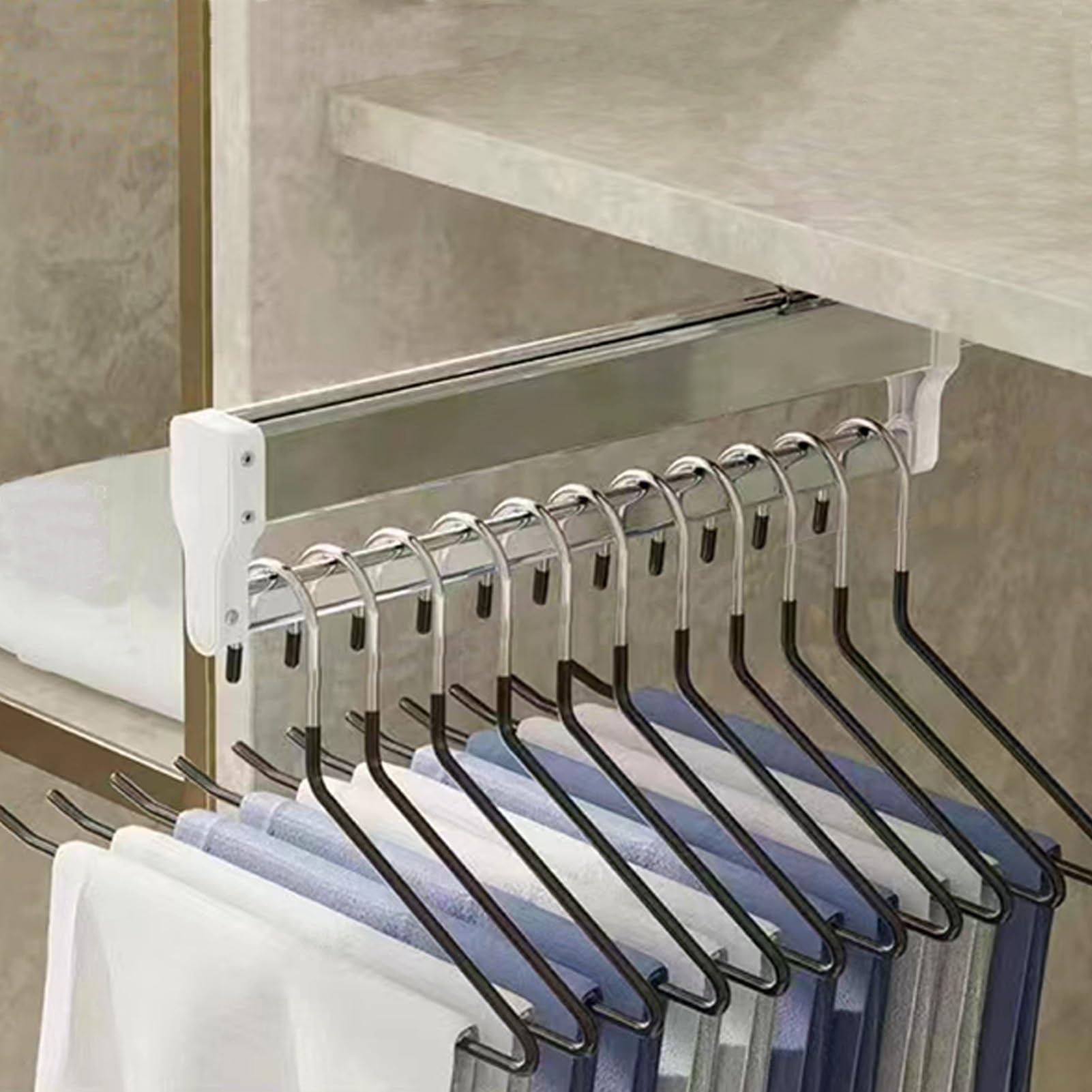 Organisateur porte-vêtements push-pull et tringle ajustable extractible