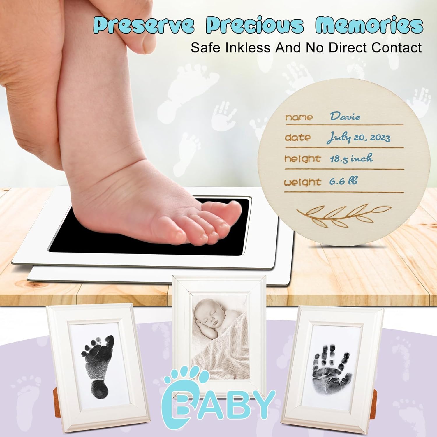 Baby Boy Girl Gifts Newborn: 9 PCS Personalised Baby Gift Box Essentials Including Personalised Baby Blankets, Baby Bibs, Baby Socks, Ink Pad, Rattle and More, Baby Shower/New... - Image 6