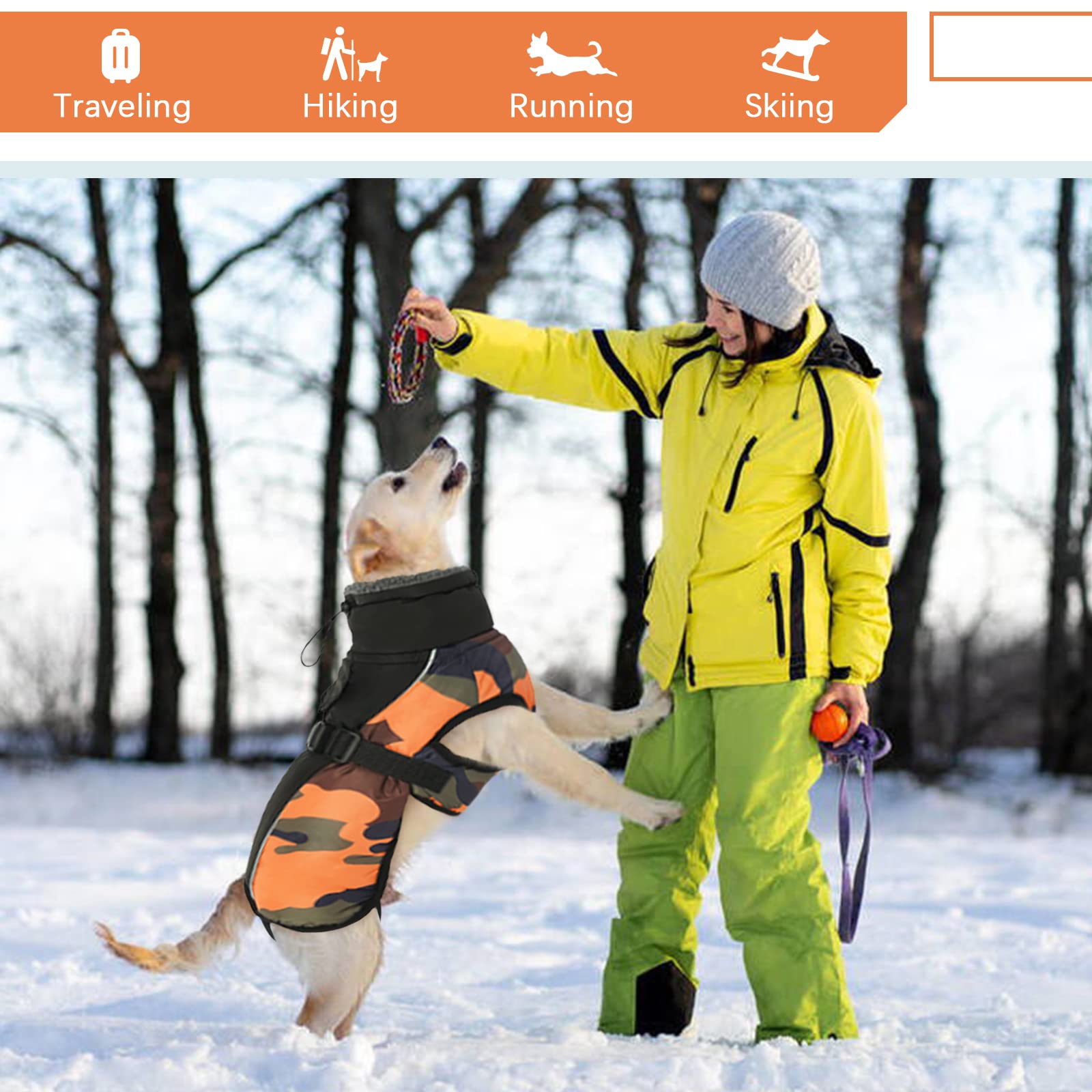 Wasserdichter Hundemantel Winter Warme Hundejacke, Hundebekleidung Outfit für kleine mittel große Hunde, Hundepullover mit Sicheren Reflexstreifen für Labrador Chihuahua Französische Bulldogge