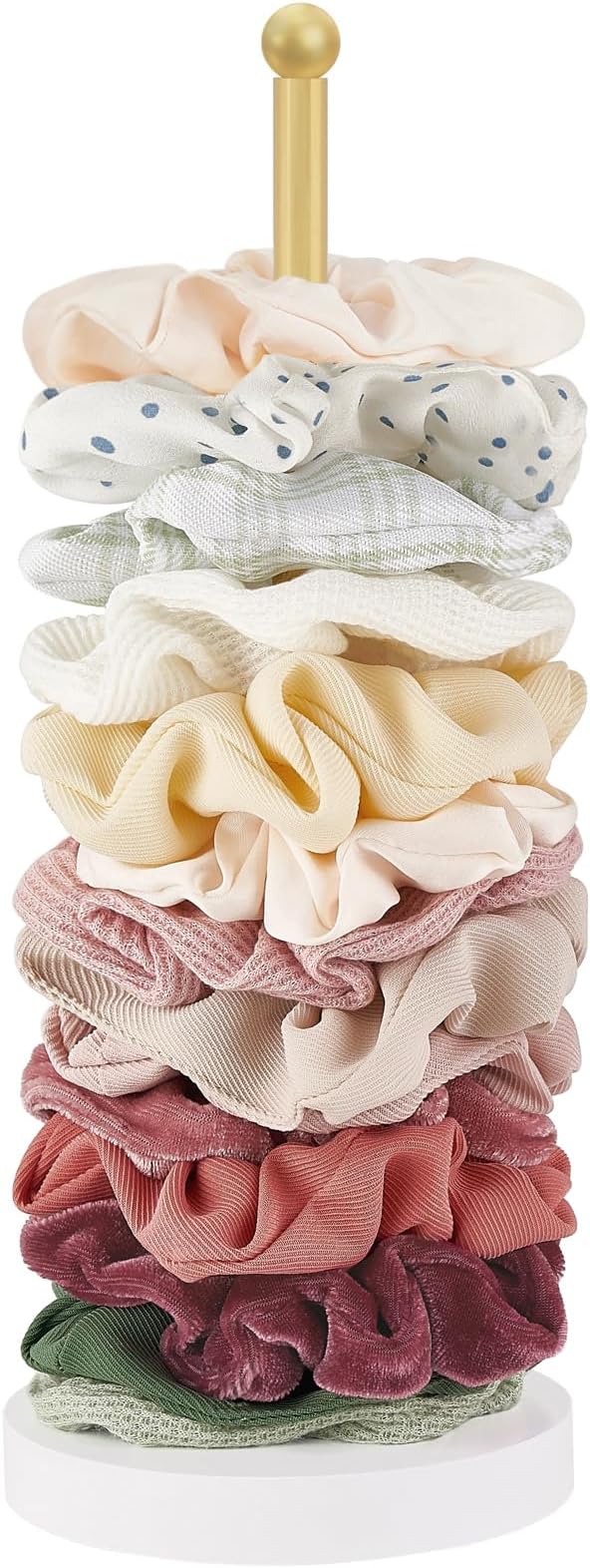 Dahey Scrunchie Holder Hair Accessories Organizer Stand Modern Metal Hair Tie Holder Organizer Storage Display Jewelry Scrunchy for Women Girls Bedroom Bathroom Decor, Gold