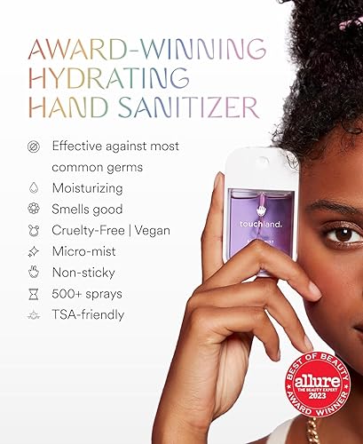 Miniatura 4 de Touchland Power Mist - Spray desinfectante de manos hidratante, BLOSSOM paquete de 5 (lavanda, vainilla, agua de lluvia, melocotón, manzano), 500