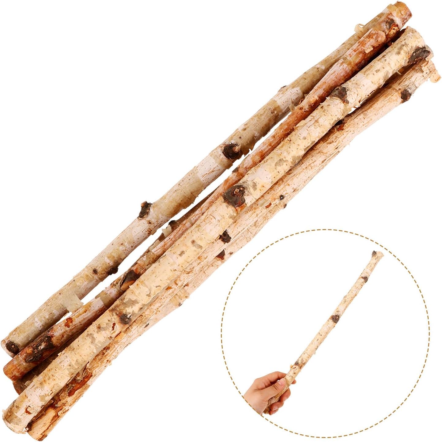 6Pcs Natural Wood Sticks Long Wooden Branches for DIY Crafts Flower Arrangement Rustic Decorations and Creative Handmade Projects