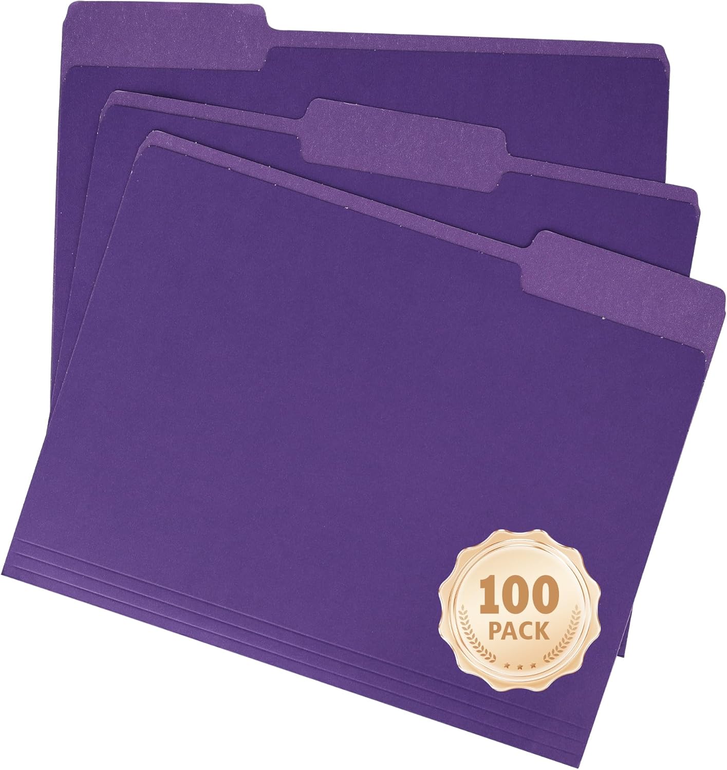 pmybupo 100 Pack Purple File Folders 8.5x11 Inch,Colored File Folder 1/3 Cut Tab File Folders Letter Size,Office Folders for Document