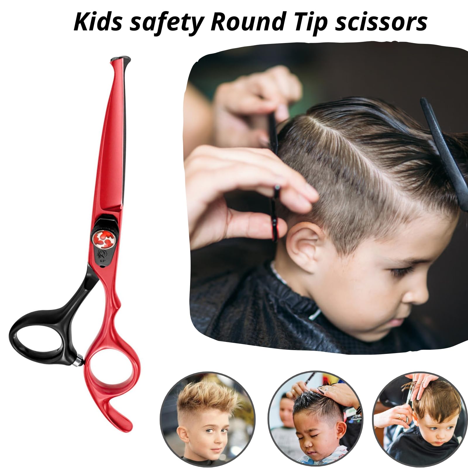 Glamified Glam 6.5” Hairdressing Scissors for Kids, Safety Round Tips, 6 Inch - Image 4