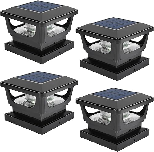 Miniatura 1 de Sumaote Luces solares para postes de cubierta al aire libre, impermeable, para postes de madera de 3 x 3, 4 x 4 o 4 x 4, tapas solares SMD blancas