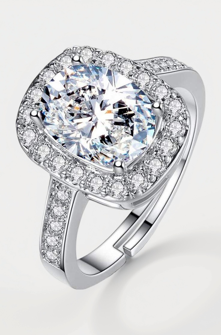 Silver Ring for Women & Girls | Adjustable Crystal Ring | Birthday &